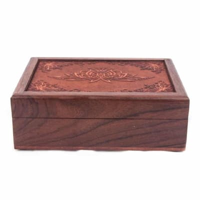 Tarotdoos lotus gegraveerd - IJzer - Bruin