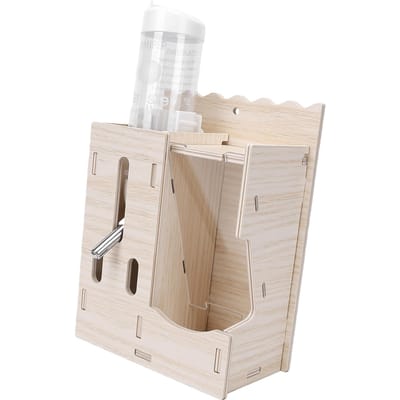 2-in-1 Hamster Hangende Waterfles Houten Huisdier Automatische Waterdispenser voor Renmuis Egel