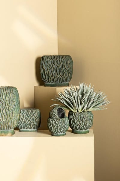 PTMD Brendan Bloempot - 40x20x36 cm - Cement - Groen