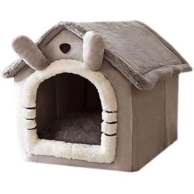 Kattennest Huis Type Winter Vierseizoenen Kleine Hond Kat Konijn Kennel Kattennest Vierseizoenen Universeel Verwijderbaar en Wasbaar Huisdiernest Mat S  39*32*34cm black