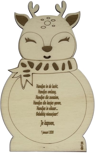 Rendier - Houten nieuwjaarsbrief | nieuwjaar | cadeautje | peter | meter | speciaal voor jou | nieuwjaarsbrief