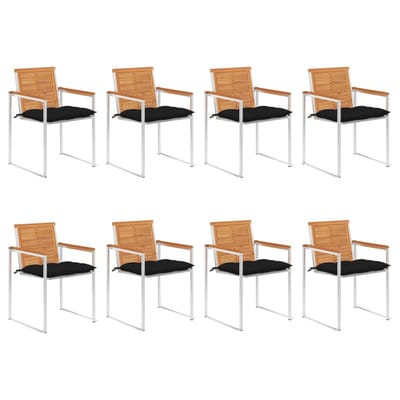vidaXL - Tuinstoelen - 8 - st - met - kussens - massief - acaciahout