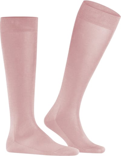 FALKE Tiago lang eenkleurig fil d'Ecosse katoen kniekousen heren roze - maat 39-40