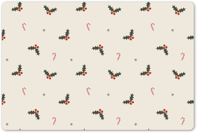Placemats 45x30 cm - Placemat kunststof - 1 stuk - Illustratie - Hulsttakken - Zuurstokken - Beige - Borden onderleggers - Decoratie voor op tafel - Keuken tafeldecoratie accessoires - Vinyl onderlegger - Tafelversiering