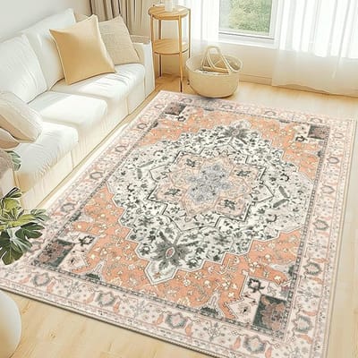 Olanly Vintage Vloerkleed - Roze - Laagpolig Tapijt - Geschikt Voor De Woonkamer - 183x275 cm