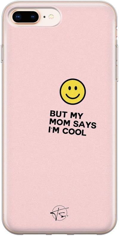 Hoesje geschikt voor iPhone 8 Plus - I'm cool quote - Soft Case - TPU - Tekst - Roze - Mooie Telefoonhoesjes