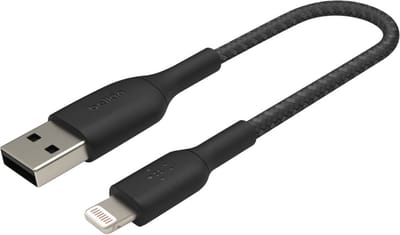 Belkin BOOST↑CHARGE Braided - USB-A naar Lightning Kabel - 0,15 Meter - 12W - Zwart