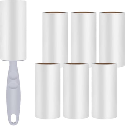 Extra Plakkerige Pluisroller Set – 1 Handvat + 7 Vervangingsrollen, 420 Vellen, Herbruikbaar, Gemakkelijk in Gebruik voor Huisdierharen en Kleding
