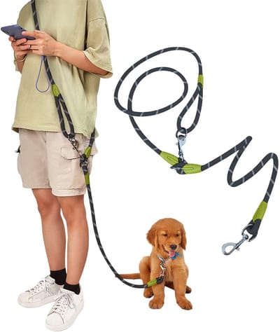 MAGICSHE Handsfree Hondenriem 2,5 Meter, Canicross Looplijn Hond - Nylon Touw - Crossbody Reflecterend Trainingslijn Zwart
