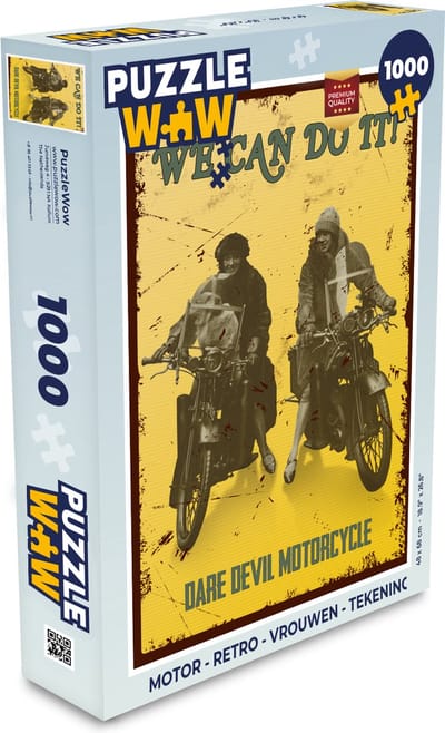 Puzzel Motor - Retro - Vrouwen - Tekening - Legpuzzel - Puzzel 1000 stukjes volwassenen