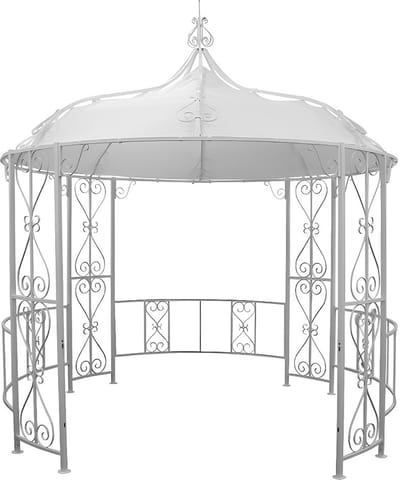 Vente-unique Smeedijzeren tuinkiosk van metaal TILCARA - D300 x H290 cm - Wit