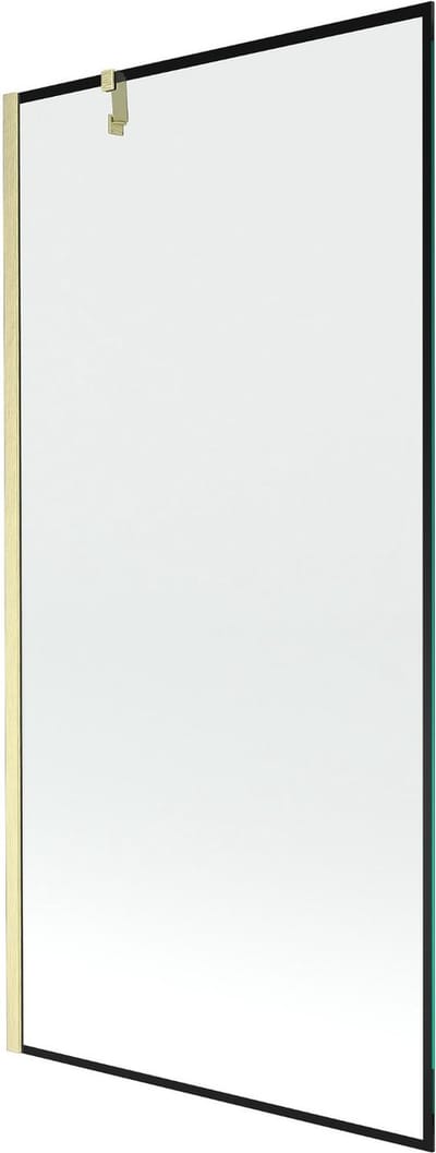 Mexen Next badwand scherm 1-deurs 90 x 150 , zwart frame, geborsteld goud - 895-090-000-00-70-55