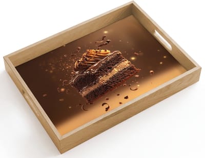 Dienblad hout 40x30 cm - Schootdienblad - Taart - Chocolade - Eten - Brownie - Borrelplank rechthoek - Plateau dienbladen