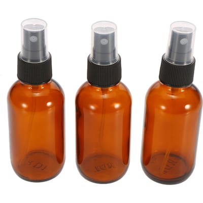Flacon Pulvérisateur en Verre Ambré Pulvérisateur à Fine Brume Noir 50 ml Lot de 3 Contenant Atomiseur pour Huile Essentielle Produit Chimique Parfum blanc