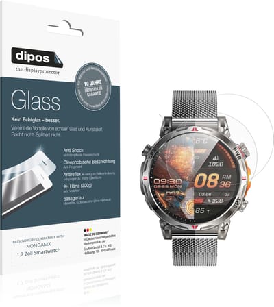dipos – 2x Matte Pantserfolie geschikt voor NONGAMX 1.7 Zoll Smartwatch | 9H Screenprotector