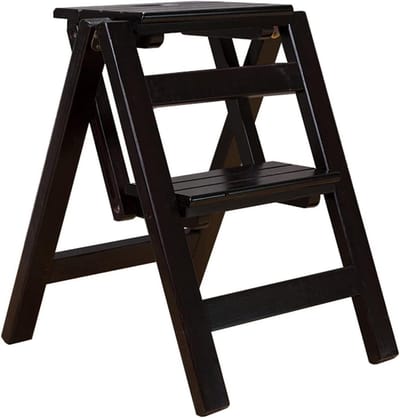 Houten opstapje - Opvouwbare ladder - Hulp bij klussen - Antislip treden - 2 treden - Niet gespecificeerd