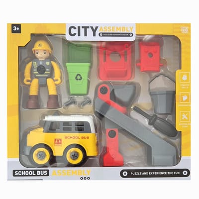 Ruby Toys - Schoolbus city bouwset - Schoolbus city assembling game