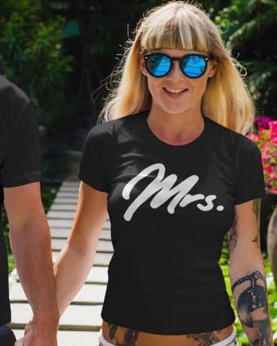 Mr / Mrs T-Shirt Premium (Mrs - Maat S) | Koppel Cadeau | Valentijn Cadeautje voor hem & haar