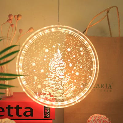 Rosnek LED Kerstverlichting Ø 16 cm Warm wit - Op Batterijen - Kerst Raamverlichting - Kerst decoratie voor ramen - Dennenboom