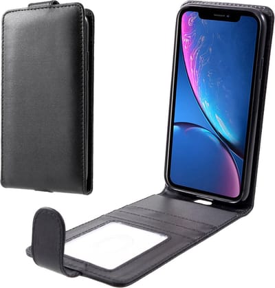 Peachy Kaarthouder hoesje geschikt voor iPhone XR Kunstleer case - Zwart