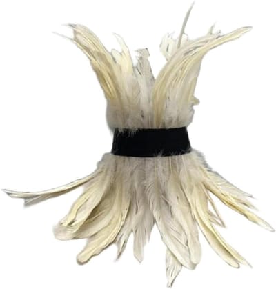 Natuurlijke Veer Sjaal voor Halloween, Punk en Gothic Kostuums - Choker en Cape Stijl
