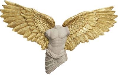 Wanddecoratie man buste gouden vleugels 124x71cm Kare Design