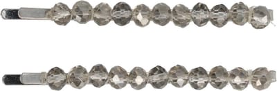 Haarsoires Haarspeld Schuifspeldjes 7cm - Facetkralen Recht - Transparant Grijs - Set van 2 - Haarklem - Haarclip - Haaraccessoires voor Dames & Kinderen - Hair Clip - Decoratieve Haaraccessoire