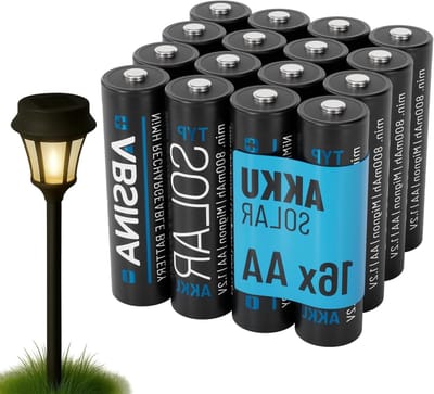 Oplaadbare AA Accu's - Zonnelamp batterijen - Tuinverlichting opladen - Lage zelfontlading - 800mAh 1.2V - Zwart