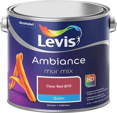 Levis - Ambiance Mur Satin Mix - Clear Red B70 - Mengverf - 2,5 L