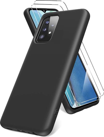 Hoesje Geschikt Voor Samsung Galaxy A72 hoesje - A72 5G / 4G hoesje Silicone Zwart - Galaxy A72 Liquid Silicone Soft Nano cover - 2pack Screenprotector Galaxy A72