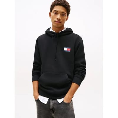 Tommy Jeans TJM essentiële hoodie met vlag normale pasvorm grote maten heren zwart XL
