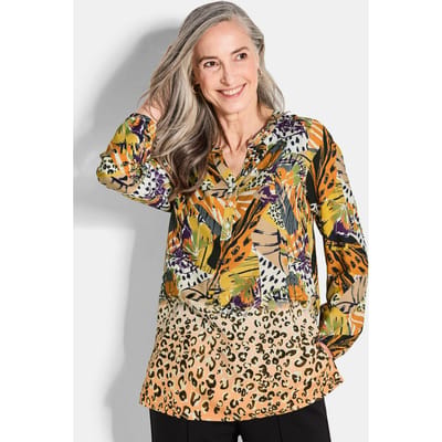 Blouse met animal-print - honing / gedess. - Gr. 40 van Goldner Fashion
