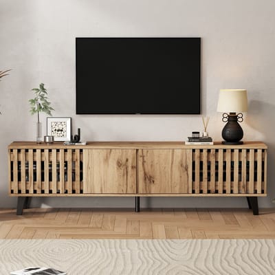 TV-meubel - 180x40x55 cm - Lowboard met 8 Vakken - voor 70 inch TV - Hout - Naturel