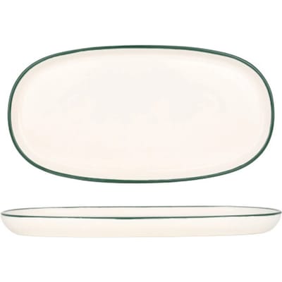 Rinart Serveerschaal - Green Edge - Porselein - 25x13 cm - set van 2