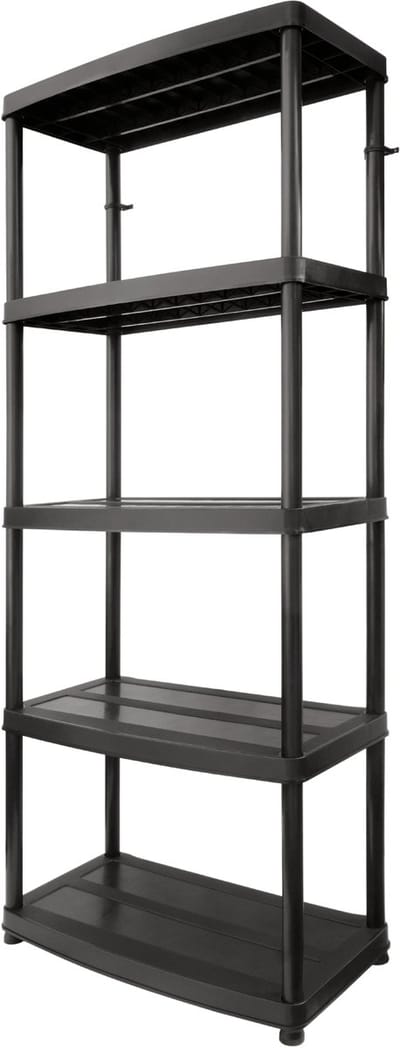 Baulich Kunststof Rek 180×74×40 cm - 5 Legplanken - Draagvermogen 250 kg - Klikmontage - Zwart