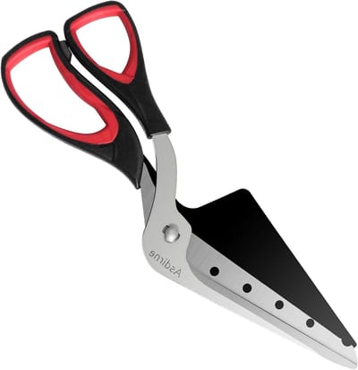 Multifunctionele Keukenschaar voor Pizza Snijden met Scherpe RVS Blad en Comfortabele Grip - 27 cm Zwart/Rood