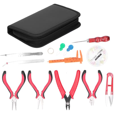 Sieraden Maak Gereedschapsset DIY Platbektang Krimptang Handgemaakte Accessoires met Tas black