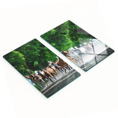 Decoratieve glazen snijplanken voor in de keuken met galopperende paarden, 2x30x52 cm