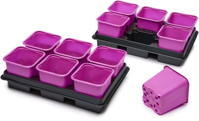 Garronda Kweekset Kweekpotten met schotel - Kamerplanten – Roze (2 stuks) - GD-VE-Greenhouse