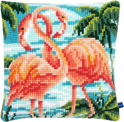 Vervaco - Kruissteekkussen kit - Flamingo's - PN-0155019 - Borduren - Borduurpakket - Borduurpakket volwassenen - Borduurpakket kind