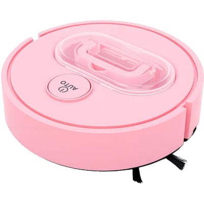 Aspirateur Robot Laveur Intelligent Balayeur 45dB Ultra Silencieux Batterie 300mAh Autonomie 50min 6cm Fin pour Poils d'Animaux Profil Bas rose