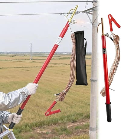 Geïsoleerde Ontladingsstang - Afvoerstang Veiligheid - Elektrisch Werk - Telescopisch Intrekbaar - Tot 3 Meter - Rood