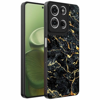 Geschikt voor Motorola Edge 60 Telefoonhoesje met Zwart Goud Marmer Opdruk - TPU Backcover Case Black Gold Marble Design - Zwart Goud - Smartphonica geschikt voor Motorola Edge 60