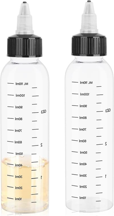Set van 2 Squeeze Flessen 110ml - Heldere Dispenser voor Olie, Sauzen en Specerijen met Puntdop en Schaalverdeling
