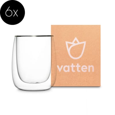 Vatten® - Dubbelwandige Koffieglazen - Cappuccino Glazen - 6 Stuks - 250ml - Recht | Strak