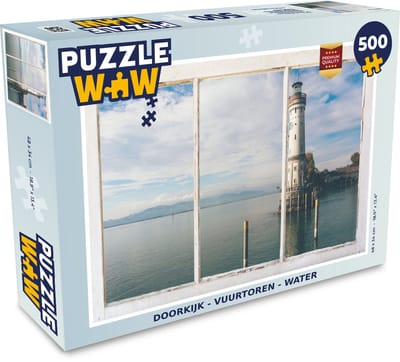 Puzzel Doorkijk - Vuurtoren - Water - Legpuzzel - Puzzel 500 stukjes