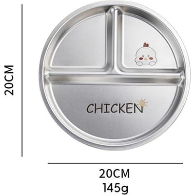 Rond Dinerbord 304 Roestvrij Staal Voedselbord Verdeeld Ontbijtbord 3 Vakken Schattig Servies Stapelbaar Fruit Salade Bord Set