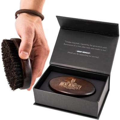 Brent Berkeley - Baardborstel voor Mannen - Kam van Natuurlijk Zwijnenhaar & Beukenhout - Baardverzorging & styling - Baardolie - Plasticvrij
