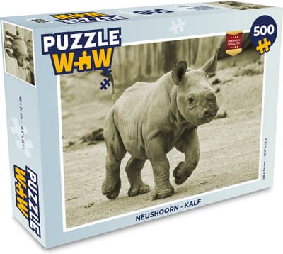 Puzzel Neushoorn - Kalf - Legpuzzel - Puzzel 500 stukjes