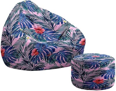 Zitzak met Voetenbank - Zitkussen Opbergzak - Ontspannen Zitten - Machinewasbaar - 90x100+20x30cm - Hibiscus